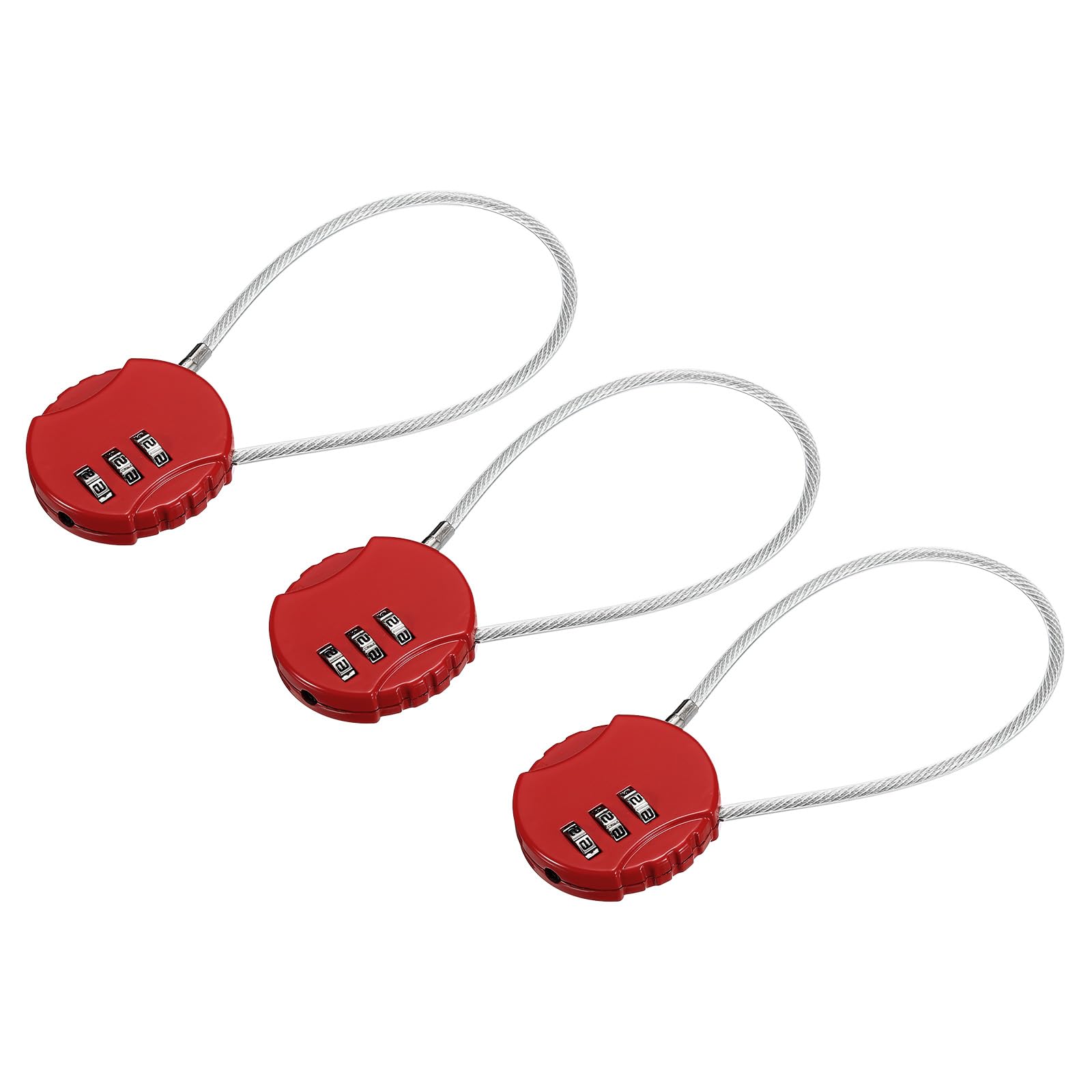 YOKIVE 3 Pcs Small Combination Locks, 3 Digit Baggage Padlocks | Great for Gym Sports Lockers Doors Suitcases (Red, 7.8-Inch)