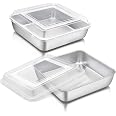 P&P CHEF Square Baking Cake Pans, Small Stainless Steel