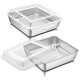 P&P CHEF Square Baking Cake Pan with Lid, Stainless