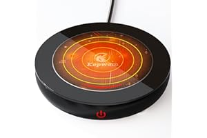 Kepwam Coffee Mug Warmer with Gravity Sensor, Mug Warmer for Desk with LED Light, 3 Temp Settings & 6H Auto Shut Off Coffee Warmer, Electric Candle Warmer Plate for Beverage, Coffee, Tea, Milk