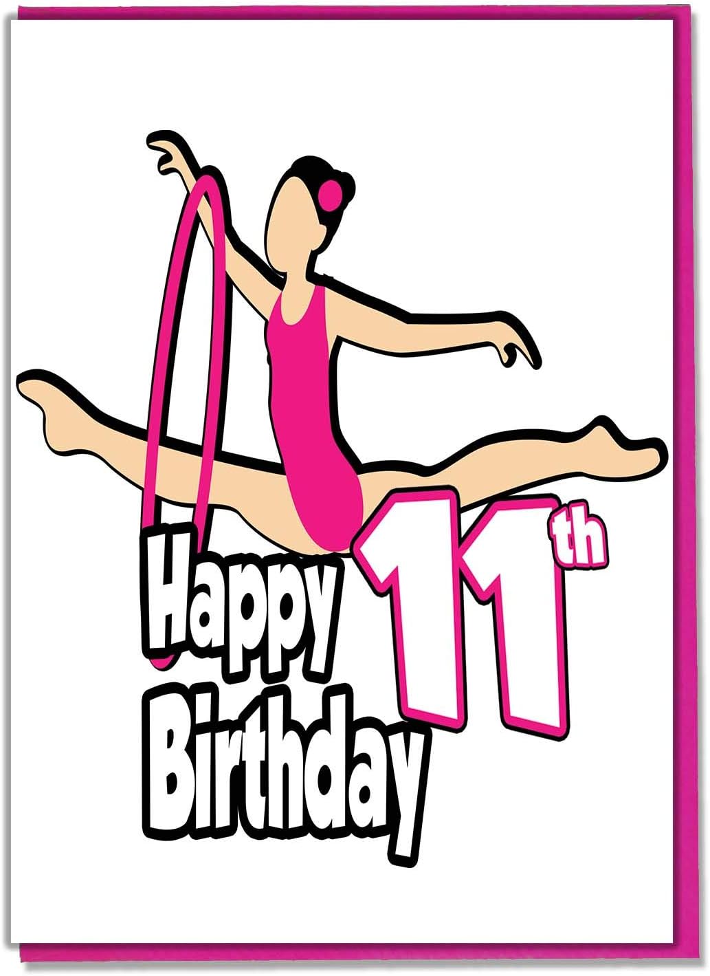 Gymnastics 11th Birthday Card - Girls, Daughter, Grandaughter, Friend, Niece, Sister