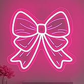 Pink Bow Neon Signs for Wall Decor Girls Room Beauty Salon Pink Aesthetic Room Decoration LED Neon Lights Sign 15″ × 13.4″