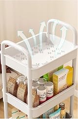 Multibao 3 Tier Storage Trolley Cart on Wheels White 39W x 73H cm view 5
