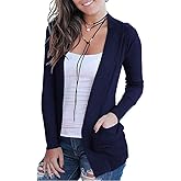 VOIANLIMO Women's Open Front Casual Long Sleeve Knit Classic Sweaters Cardigan with Pockets