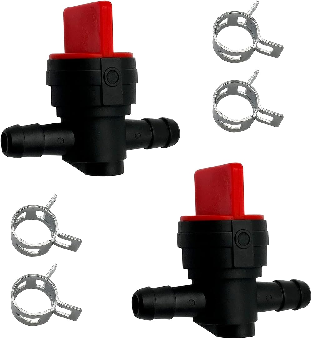 LiteTour 1/4 Inch Inline Fuel Cut Off Valve with Clamps (2 Pack)