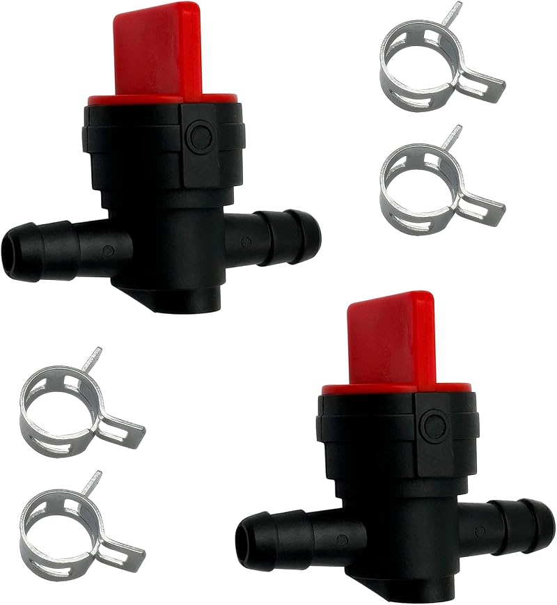 LiteTour 1/4 Inch Inline Fuel Cut Off Valve with Clamps (2 Pack)