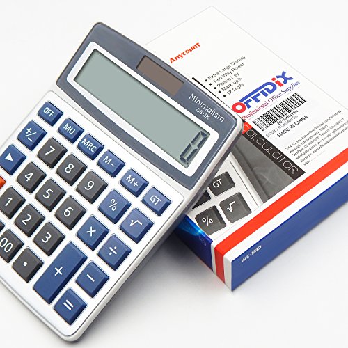 OFFIDIX Desk Calculators Office Desktop Calculator,Solar and Battery Dual Power Electronic Calculator Portable 12 Digit Large LCD Display Calculator Handheld Calculator (Light Blue) - Thumbnail 4