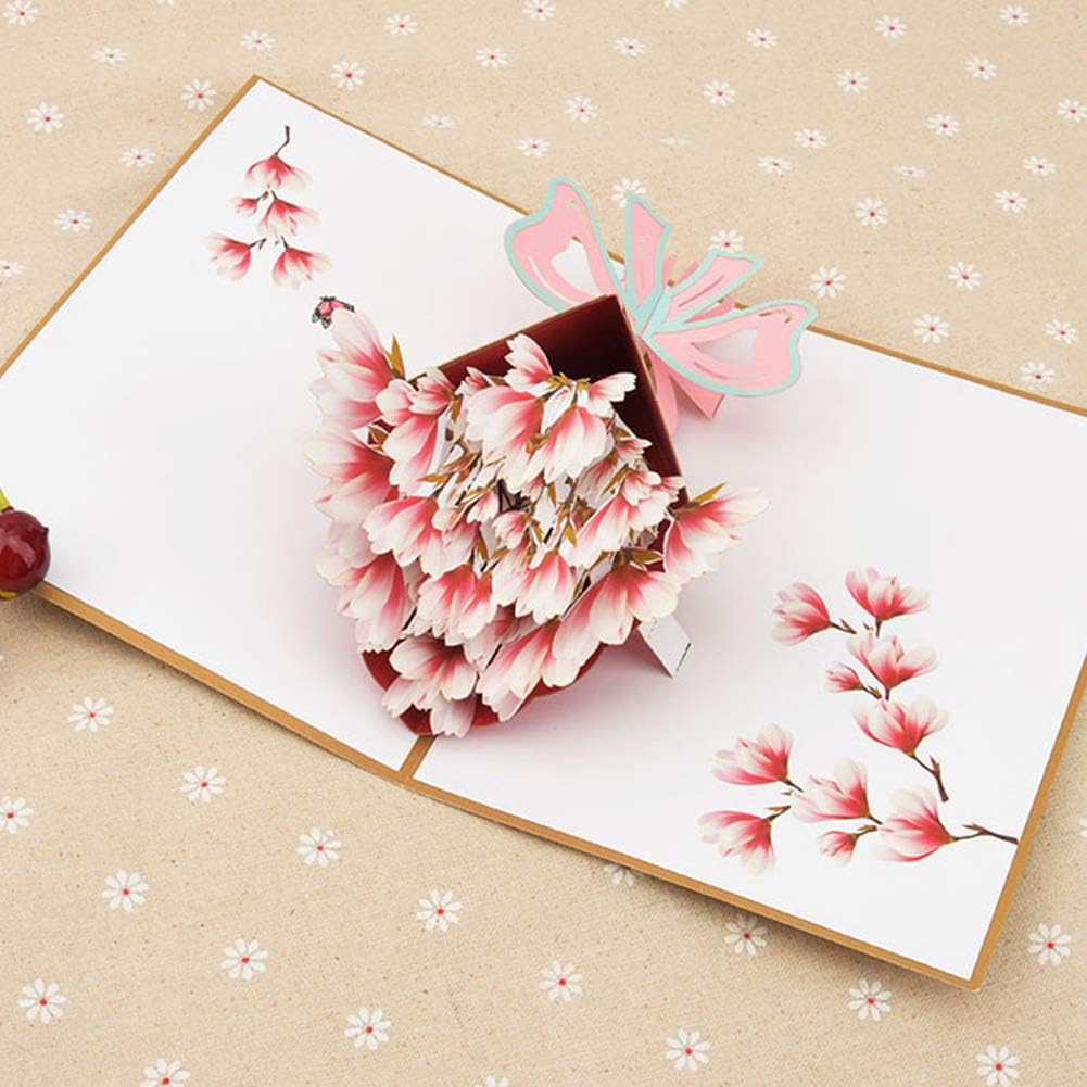 Hengfengmy 3D Pop up Flower Bouquet Greeting Card,Thank You Card ...