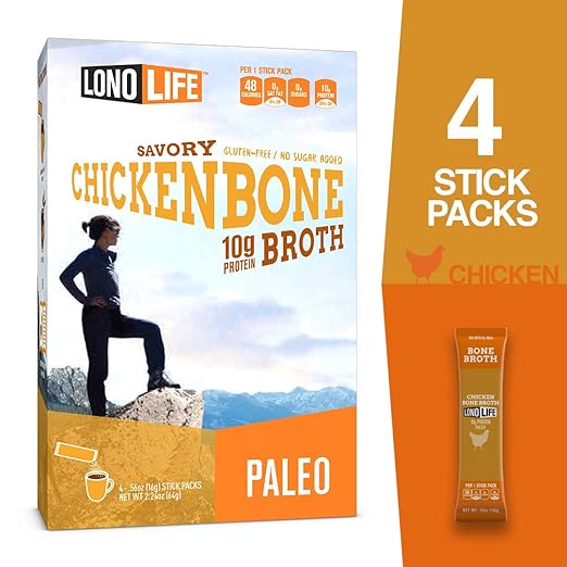 Lonolife Stick chicken Bone Broth, 2.12 oz, 4 ct