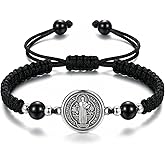 Lavaarite St. Benedict Medal Protection Bracelet – Adjustable Black Cord Catholic Bracelet for Men & Women, Patron Saint of Students Gift for Communion, Confirmation & Everyday Faith