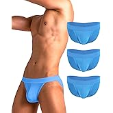 PAIZH Men's Sexy Ice Silk Bikini Briefs Bulge Pouch Ultra-Soft Low Rise Underwear 3 Pack