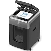 BONSEN 300-Sheet Auto Feed Micro Cut Heavy Duty Paper Shredder for Office | 60-Min Run, P-4 High Security, 2-in-1 Mode with Anti-Jam System, 58dB Ultra-quiet, 8.1-Gal Bin with Casters S3113
