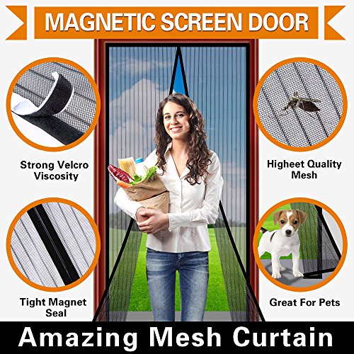Magnetic screen door magic mesh curtain full frame velc…