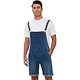 LONGBIDA Men's Denim Overalls Shorts Jean Bib Women Jumpsuit Casual Walkshort Summer Romper with Pockets