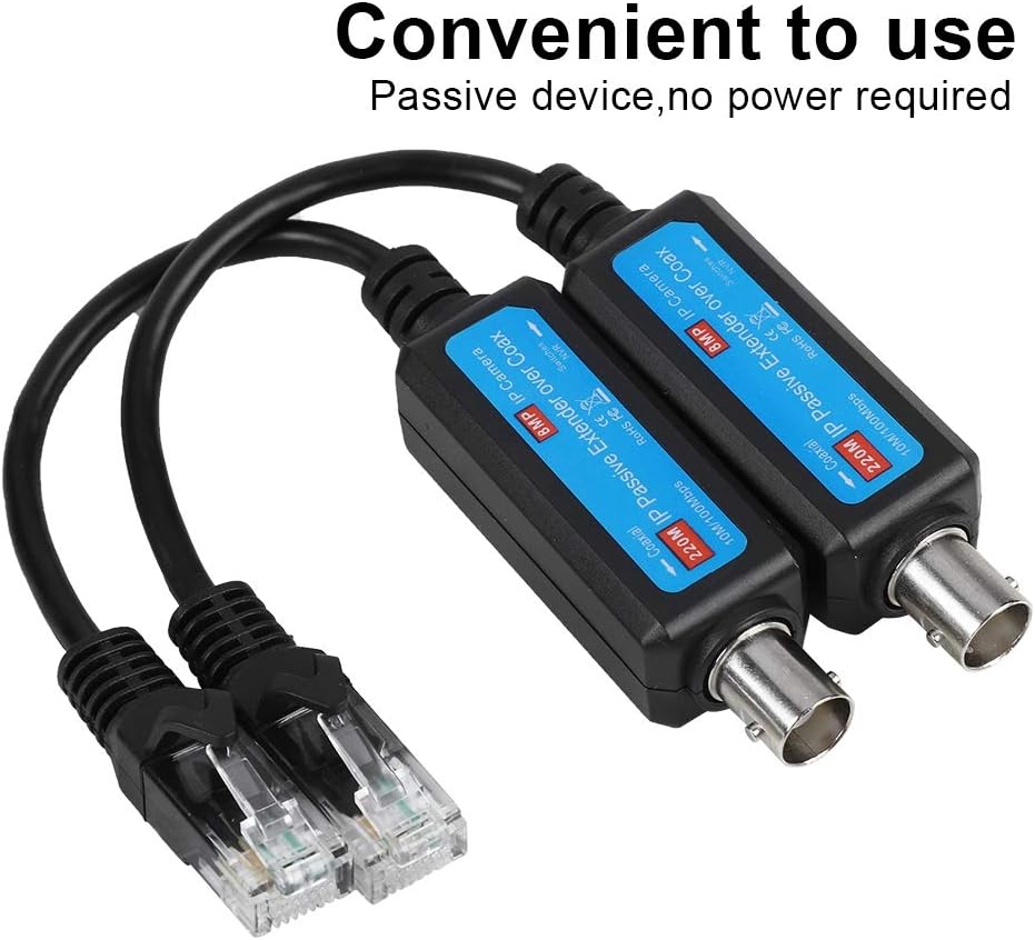 VBESTLIFE 10/100Mbps 1CH Passive IP Network Coaxial Transmitter Receiver Extender for IP NVR Camera, default - Image 5