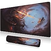 Extended Large Gaming Mouse Pad Cool Dragon Flame XXL Size Keyboard Mouse Mat Desk Pad with Non Slip Rubber Base Stitched Edges Office Decor for Women Girls Men,35.4 x 15.7inch