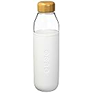 Soma 17 oz. BPA-free Wide Mouth Glass Water Bottle with Silicone Sleeve, White
