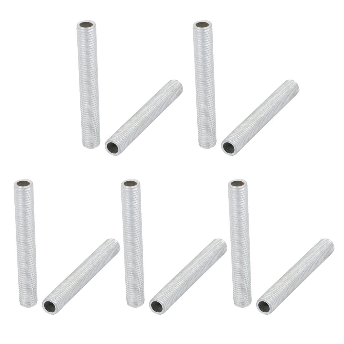 Sourcingmap Lamp Pipe Nipple, M8 Thread 55mm Length Hollow Lamps Repair Part Hardware for Lamp Lights, Zinc Plated Silver Tone, Pack of 10