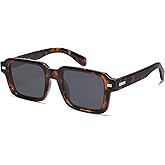 SOJOS Trendy Square Polarized Sunglasses for Women Men, Retro Vintage Womens Mens Rectangle Shades SJ2345