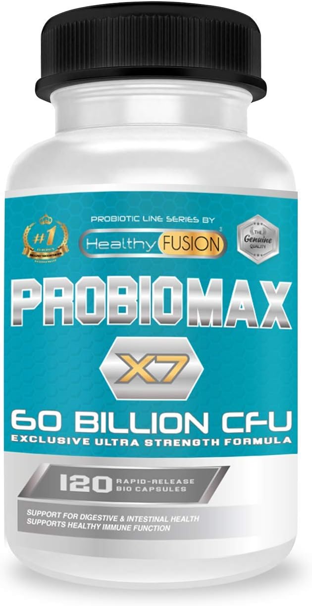 ProbioMax X7 [60 billones de CFU] | Fórmula única de amplio espectro | Probióticos microencapsulados para evitar su degradación | Mejora el sistema inmunológico | 120 cápsulas de liberación prolongada