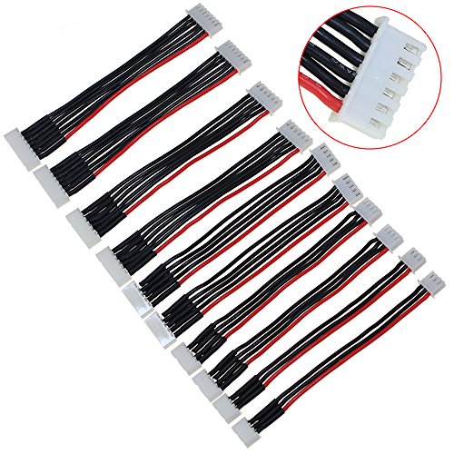 SoloGood 10PCS JST-XH 2S/ 3S/ 4S/ 5S/ 6S Battery Balance Plug Extension Lead 22AWG Silicone Wire Balance Leads Extension Cable for LiPo Batteries Balance Charging(Each Size 2pcs)