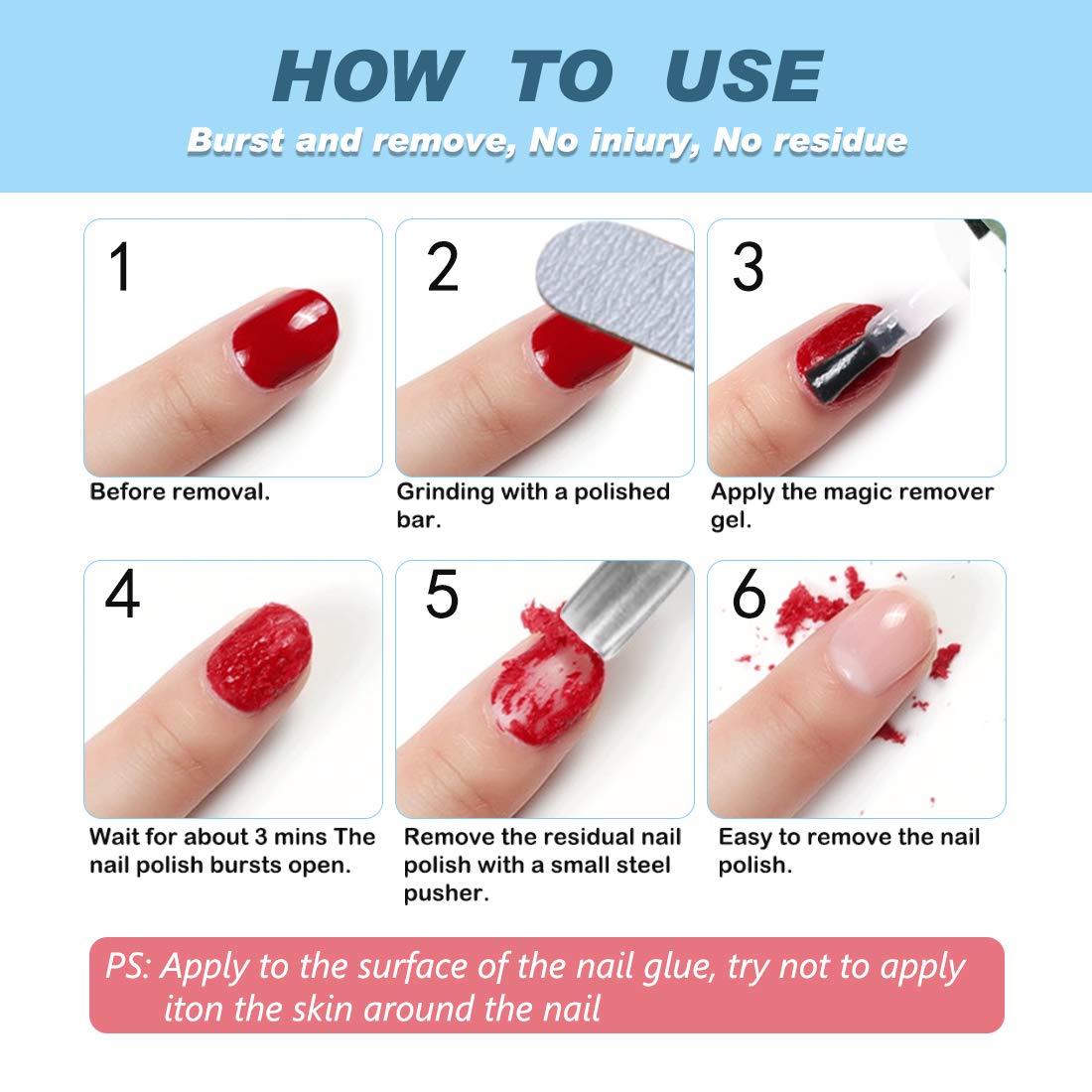 Magic Nail Polish Remover, Professional Easily & Quickly Removes Soak-Off Gel Nail Polish in 3-5 Minutes, Don't Hurt Nails (2Pack) : Beauty