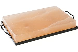 Charcoal Companion CC6301 Himalayan Set / 8in x 12in Salt Plate with Holder, Natural