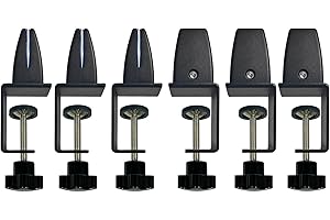 Jhanw Sneeze Guard Support Clips for 1/8" to 0.51" Thick Panel, Adjustable Desk Divider Clips, Aluminum Desk Partition Clamp, Acrylic Plexiglass Partition Clips Black, Desk Privacy Panel Clamps 6 Pack