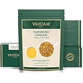 VAHDAM, Turmeric Ginger Herbal Tea (50+ Cups, 3.53oz) Caffeine Free | 100% Pure Herbal Blend - Savory 
Spicy | Vacuum Sealed