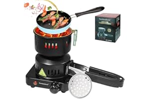 NEWBEECLASSIC Electric Charcoal Starter with Pan,650W Durable Faster Coals Burner with Detachable Handle Stainless Steel Grill 4.9ft Cable,Multipurpose Fast Heating for Hookah BBQ Kitchen etc