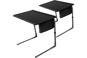 Totnz TV Tray Table, Folding TV Dinner Table Comfortable Folding Table with 3 Tilt Angle Adjustments for Eating Snack Food, Stowaway Laptop Stand, Black