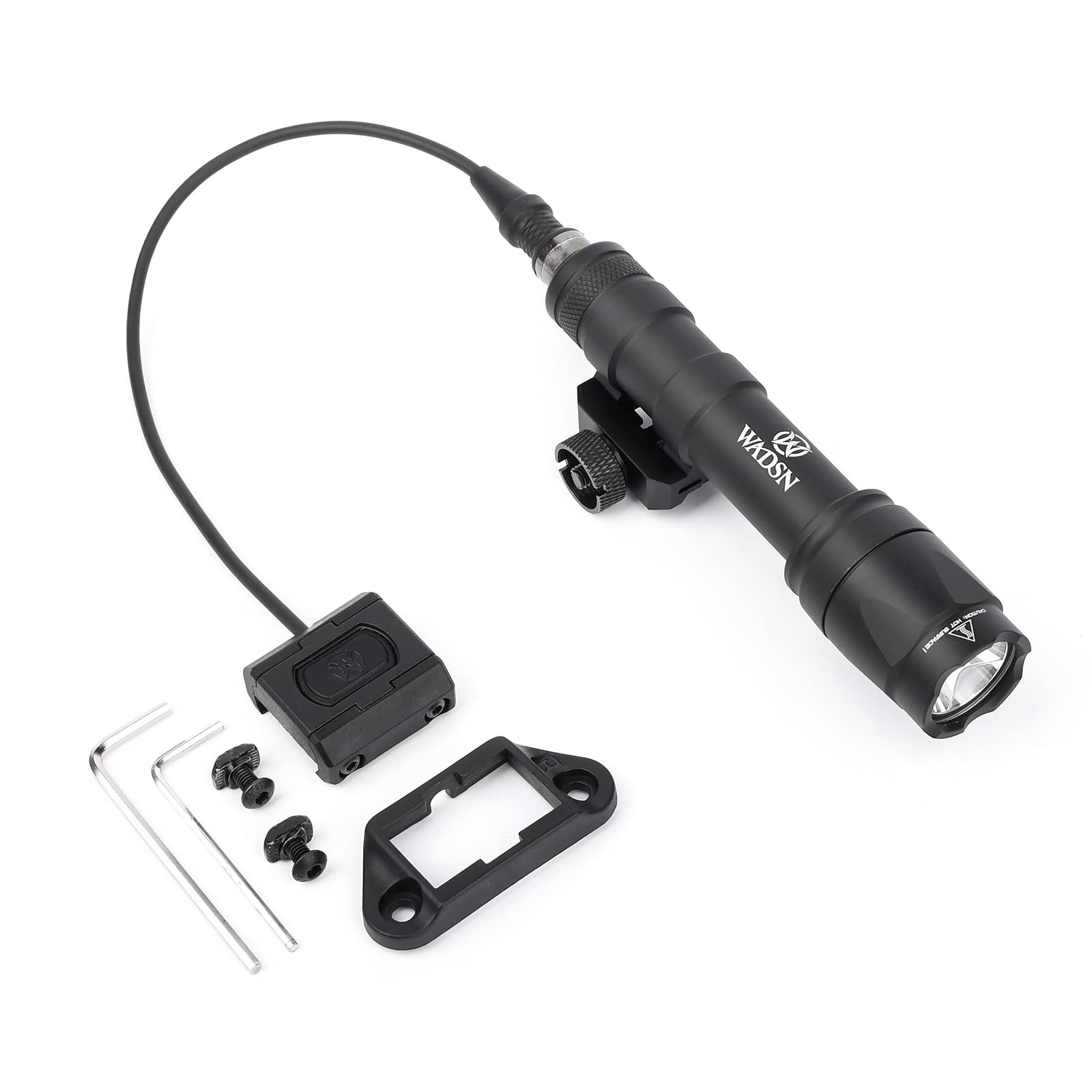 QIRUIMY M600C Tactical Torch with Pressure Pad Switch,LED 600 Lumens Flashlight Scout Light for Mlok keymod 20mm Picatinny Rail System (Black)