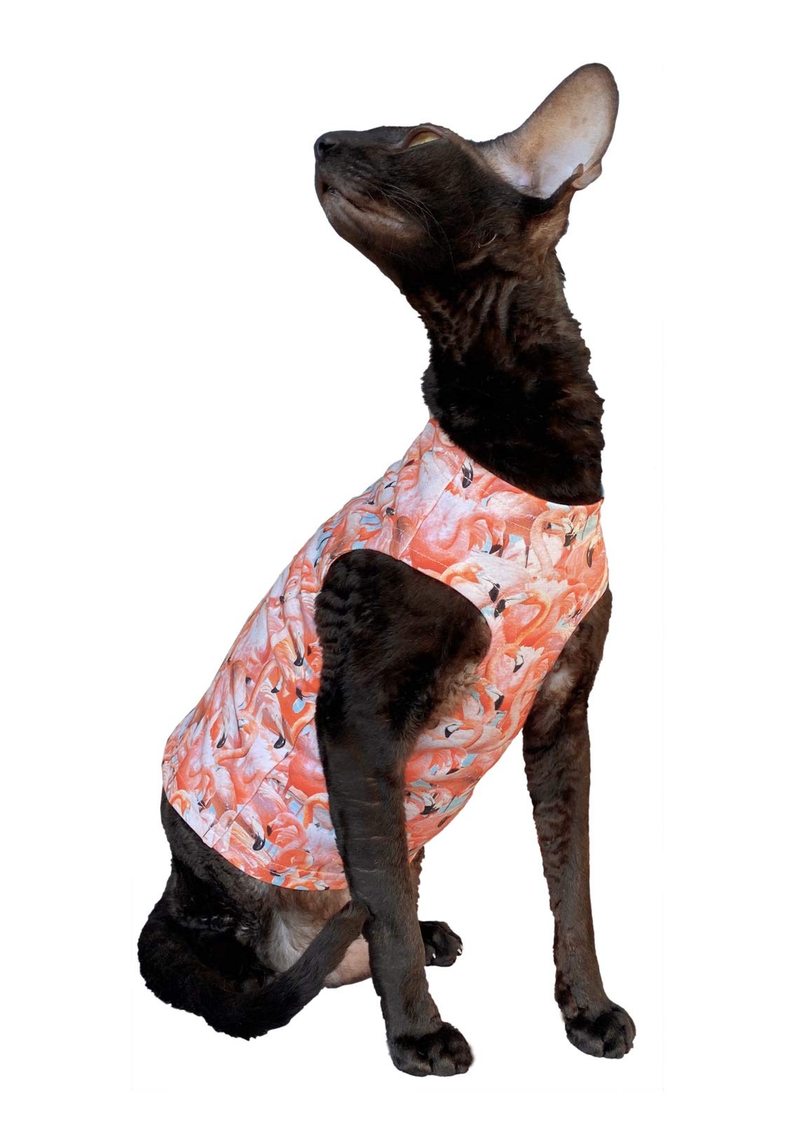 Kotomoda Hairless Cat's Cotton Tank Flamingos for Sphynx Cats (S)