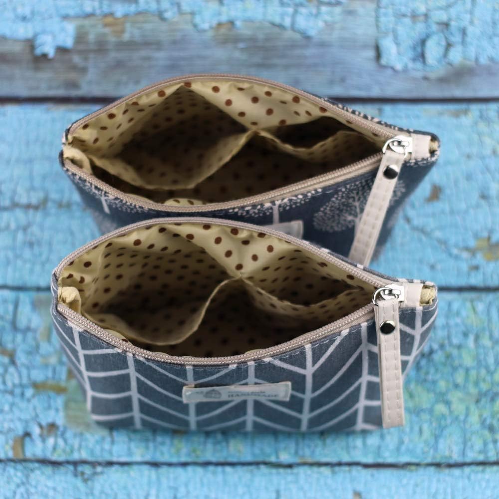 Kimoli 2 Pcs Womens and Girls Funny Canvas Makeup Bag Roomy Cosmetic Bag Pouch Purse Handbag with Zipper (Style-5)