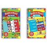 B-THERE Bundle of 2 Flip Activity Books for Children, Build a Story and Build a Word Kids Learning Activity Books