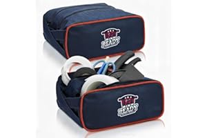 Rink Ready Hockey Accessory Bag, Navy Blue, Sports Gear Storage, Accessories Bag, Turquoise Trim or Red Trim