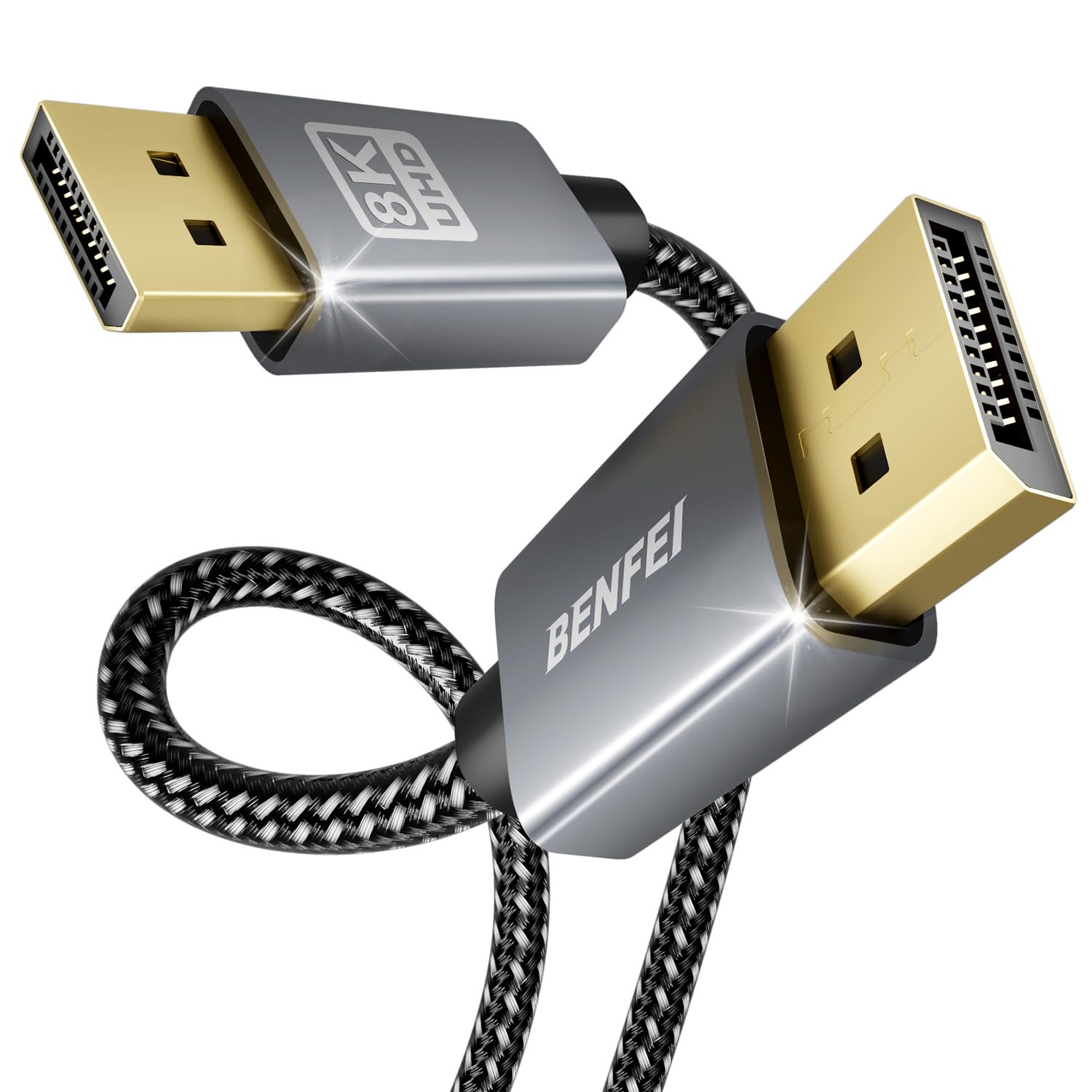 BENFEI DisplayPort to DisplayPort 1.8M Cable, DP to DP Male to Male Cable Gold-Plated Cord, Nylon Braided, Supports 8K@30Hz, 4K@60Hz, 2K@144Hz Compatible for Lenovo, Dell, HP, ASUS and More — image 1