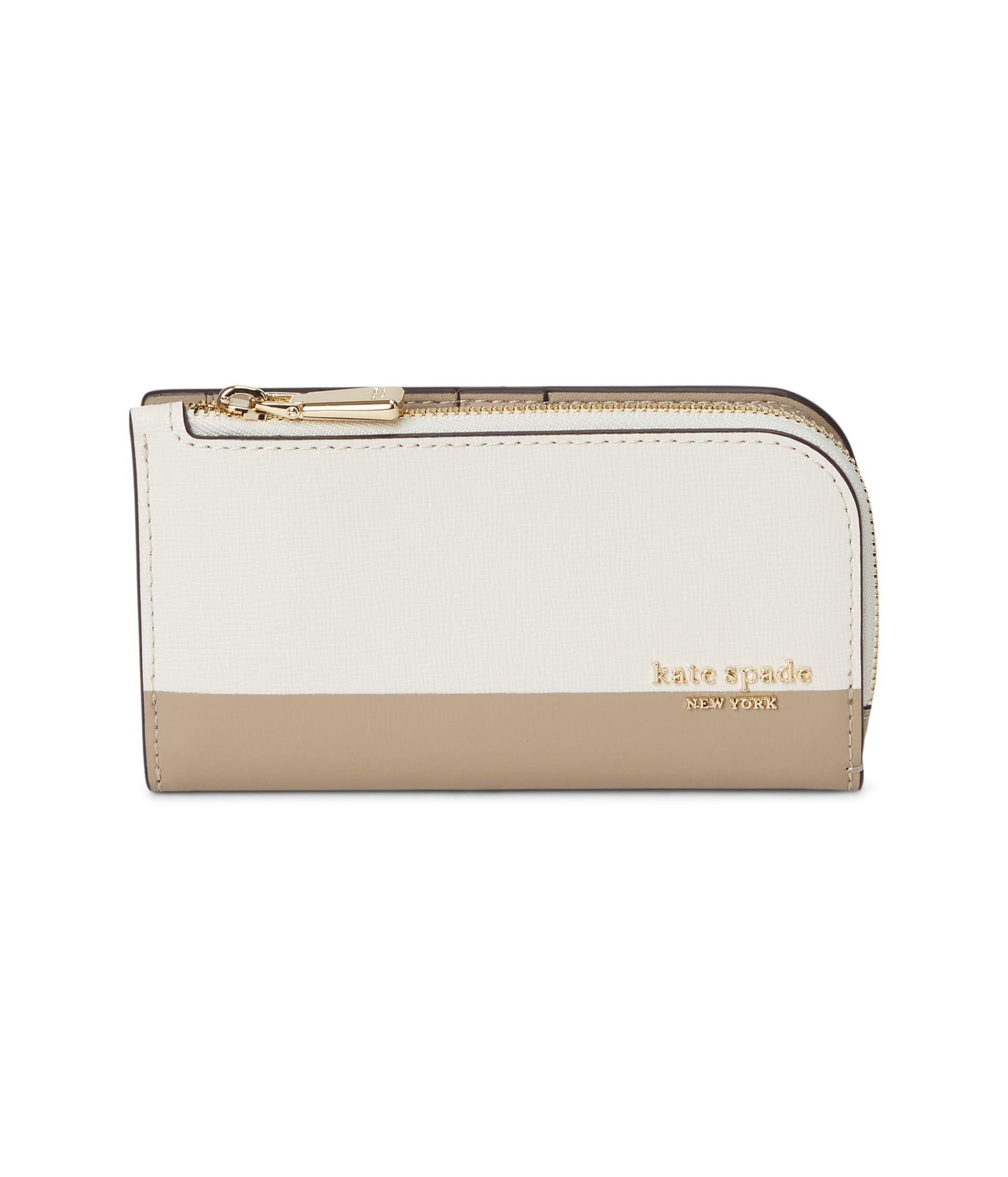 kate spade new york Devin Colorblocked Saffiano Leather Small Slim Bifold Wallet, Timeless Taupe Multi