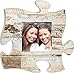 P. Graham Dunn White Multicolor Distressed Wood Look 12 x 12 Wall Hanging Wood Puzzle Piece Photo Frame