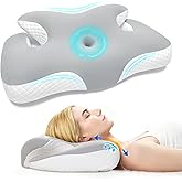 SUCFINAL Cervical Neck Pillow for Neck and Shoulder Pain Relief,Ergonomic Side Sleeper Pillow for Neck Support,Orthopedic Contour Memory Foam Pillow for Adults Deep Sleeping(Ash Grey)