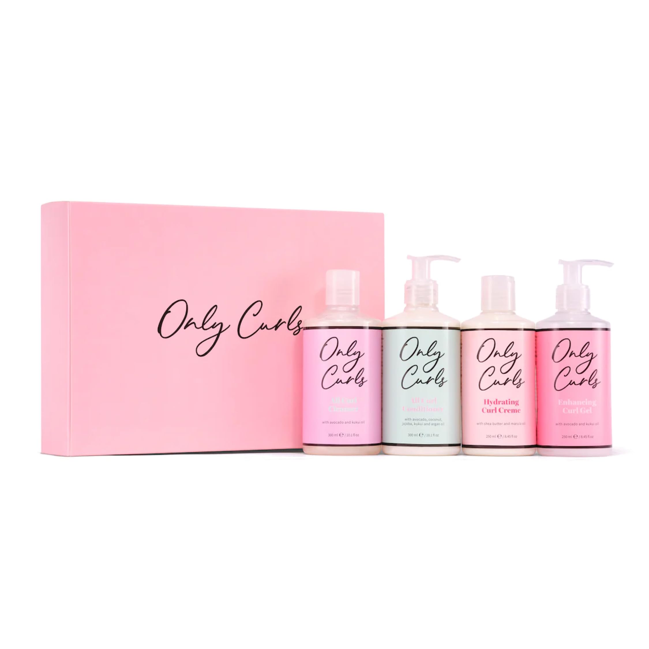 Only Curls Full-Size Bundle, 250ml & 300ml, Curly Hair Product Set, Nourishing Shampoo, Detangling Conditioner, Curl Creme & Enhancing Curl Gel, Cruelty Free, For All Curly Hair Types
