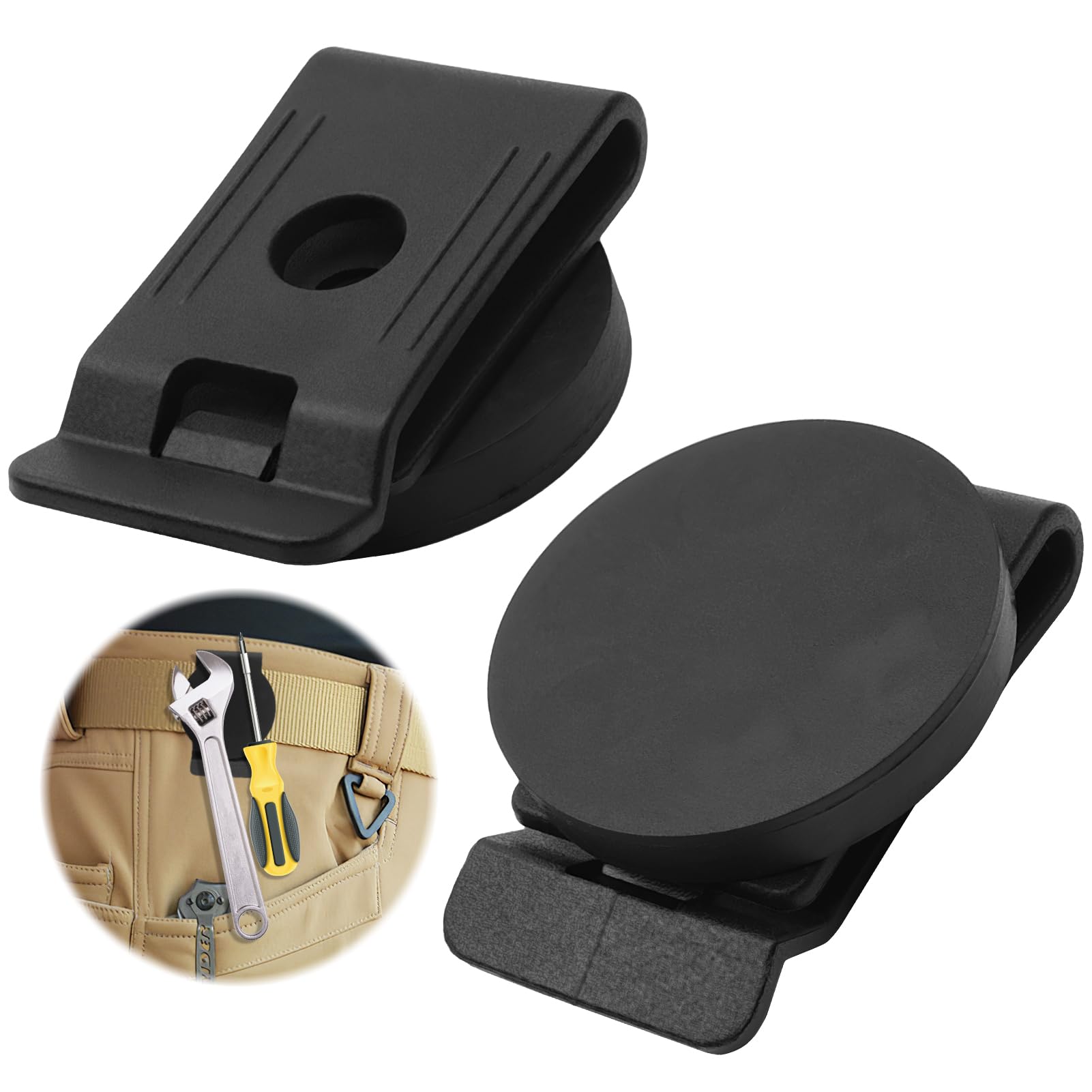 Magnetic Tool Holder Belt Clip, 1Pcs Heavy Duty Magnet Clip-On Waist Belt Black Magnet Belt for Hammer Screw Wrench Tape Measure Any Magnetic Tools Hardware Accessories for Electrician DIY Enthusiast