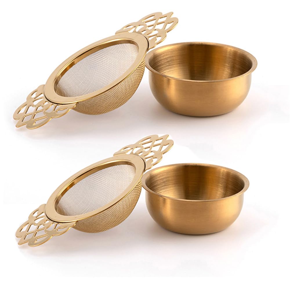 Fine Mesh Tea Strainer with Double Winged Handles, for Teacups, Mugs and Tea Set (2)