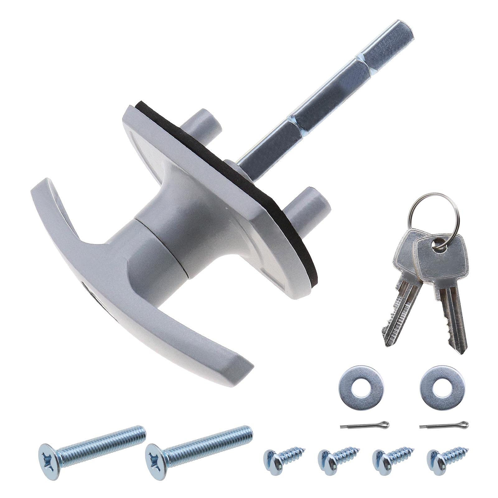 Silver T Garage Door Lock 75mm Shaft 35mm Fixing Spigots Compatible with Cardale Henderson