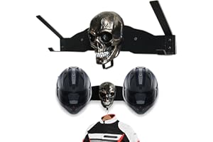 VKEVOC Metal Skull Helmet Holder Wall Mount, Motorcycle Helmet Rack for 2 Full Face Helmets, Bike Gear Storage,Garage Decor, Brown Motorcycle Helmet Hanger (Brown)