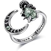 TALYKONG Mushroom Ring Gifts Moss Agate Rings Mushroom Jewelry for Women