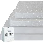 Crib Sheets for Boys 4 Pack, Fitted Baby Crib Sheet Neutral 52" x 28" for Standard Crib and Toddler Bed Mattress, Soft and Breathable Kid Toddler Sheets for Girls Boys, Grey