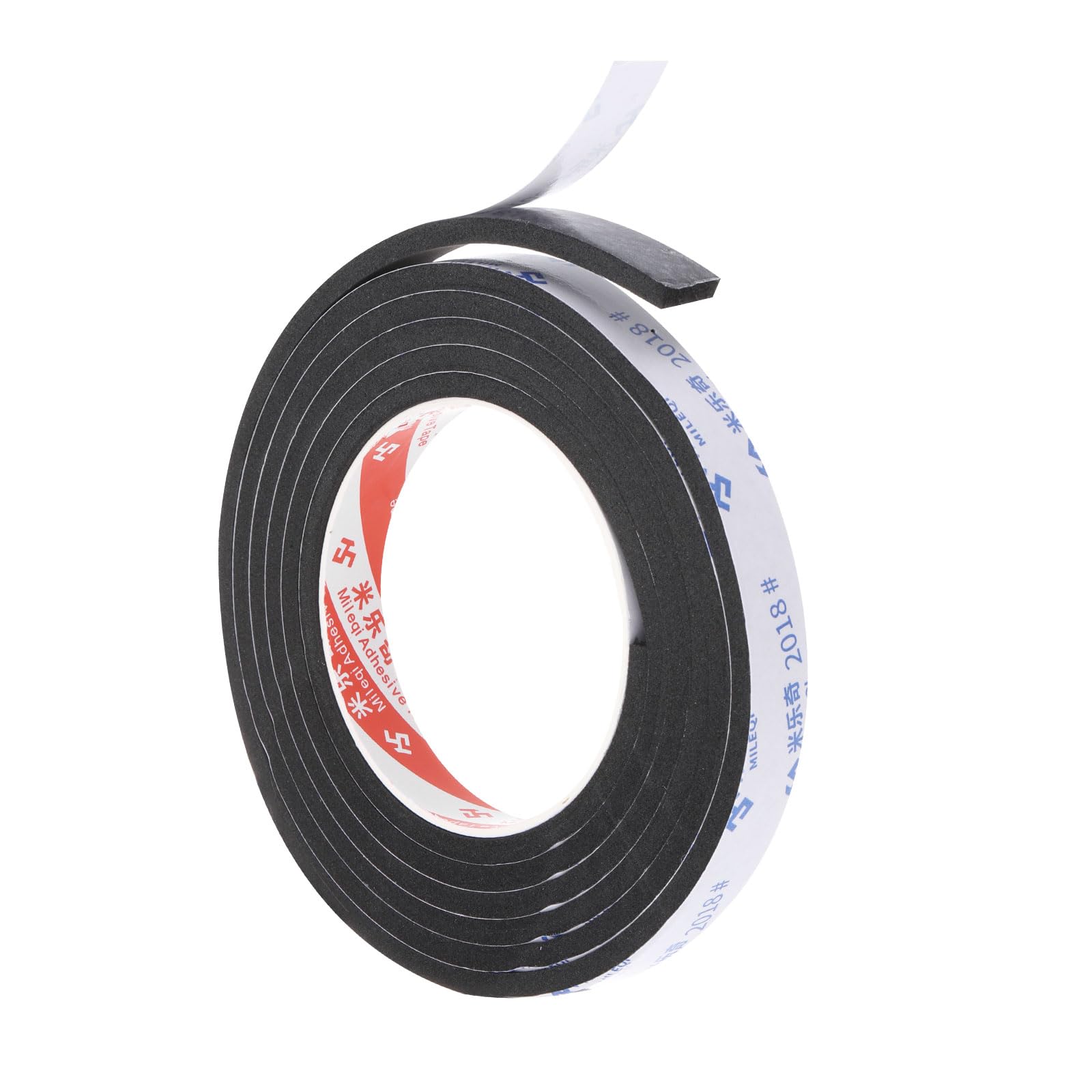 PATIKIL 2m/6.6ft Sealing Foam Tape, 1.5cm Wide 5mm Thick Single Sided Weather Stripping Door Seal Strip for Window Door Insulation, Black