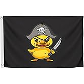 3x5 Feet Pirate Rubber Duck Polyester Flag with Two Brass Grommets - Outside Garden Yard Banner Viking Flag Outdoor Single Sided - Funny College Banners Dorm Decorations for Teen Boys Girls Men