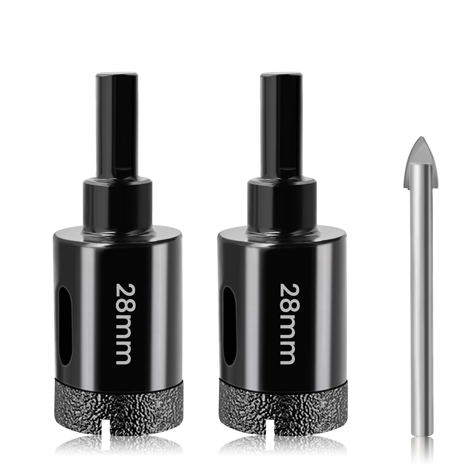 Diamond Hole Cutter Set Josaton 2Pcs 28mm Hole Saw with Triangle Shank for Dry Porcelain Tile Ceramic Granite